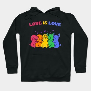Love is Love Colorful Cats Dogs Hoodie